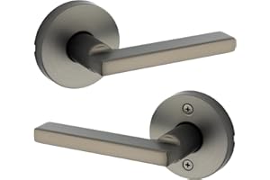 Kwikset Halifax Interior Round Passage Door Handle, Lever for Closet and Hallway Doors, Reversible Non-Locking Handle Lever, Gunmetal