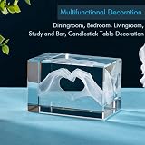 ERWEI Crystal Gifts Engraved Two Hands Form a Heart Cube Glass Keepsake view 5