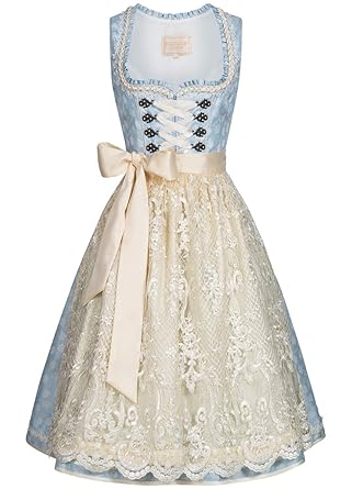 Krüger-Collection Damen Trachten-Mode Midi Dirndl Franzi in Hellblau traditionell