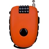 Bosvision Ultra-Secure 4-Digit Combination Lock with 3 Feet Retractable Cable for Bike, Ski, Snowboard and Stroller&hellip;Orange