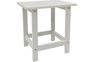 Meluvici Outdoor Side Table, HDPS Single Adirondack Side Table Weather Resistant, Outdoor Table for Adirondack Chair, Outside End Table for Patio, Pool, Deck, Porch, Outdoor or Indoor Use, White