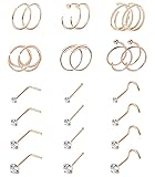 Vegolita 24PCS 22G 316L Stainless Steel Nose Rings