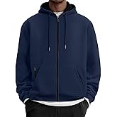 QOSOQ Mens Zip Up Hooded Sweatshirt Casual Long Sleeve Hoodies Fashion Drawstring Sweatshirts with Kanga Pockets