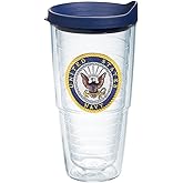 Tervis Navy Logo Made in USA Double Walled Insulated Tumbler Travel Cup Keeps Drinks Cold & Hot, 24oz, Classic