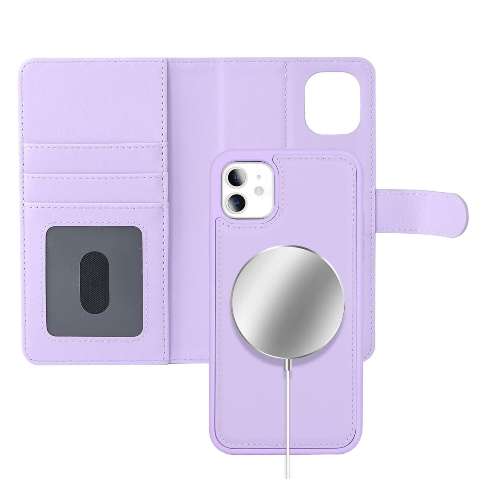 Zouzt for iPhone 11 6.1 Inch Detachable Wallet Case with Card Holder for MagSafe, Premium PU Leather 2 in 1 Flip Folio Book Magnetic Stand Protective Phone Cover for iPhone 11 - Purple โ image 1