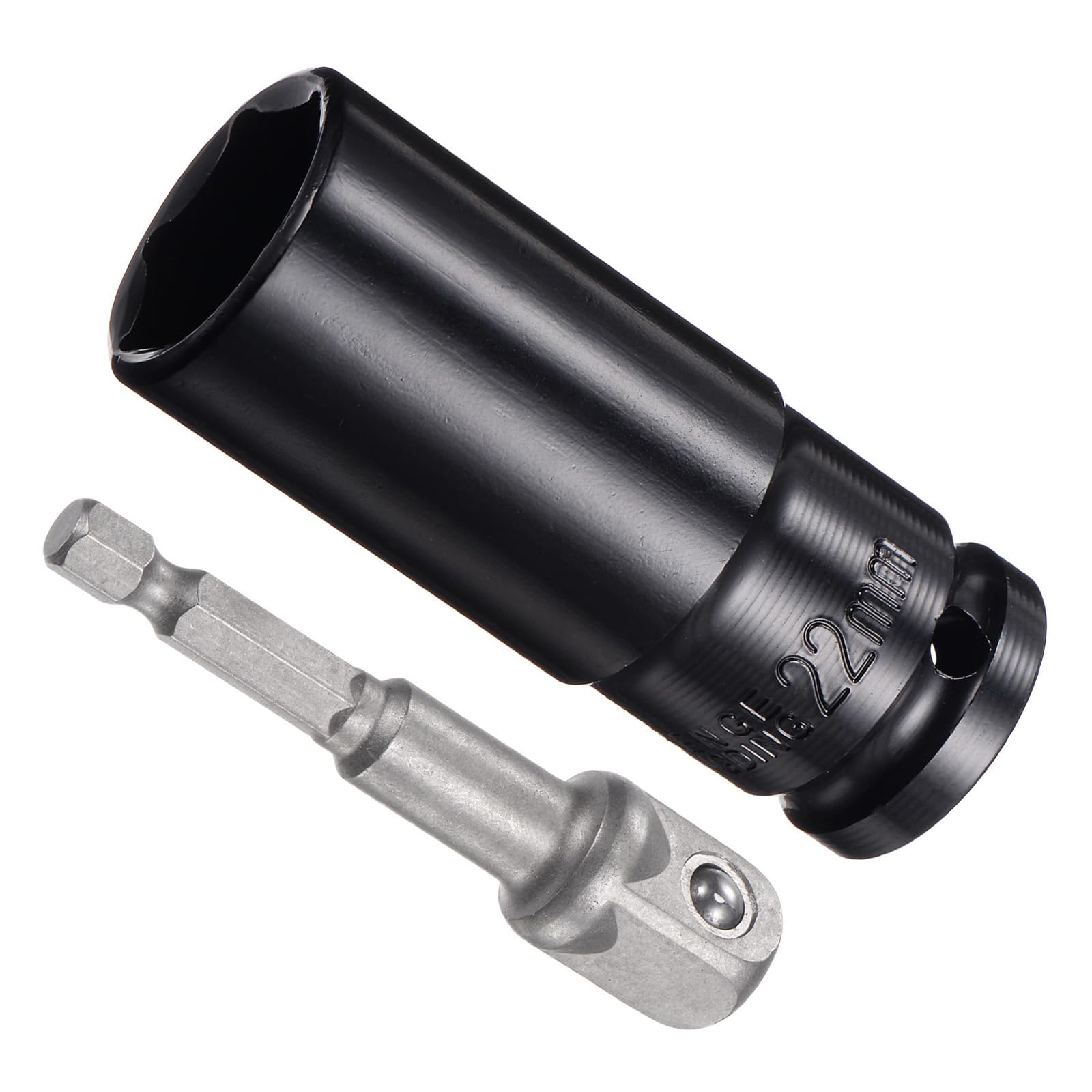 CoCud Deep Socket Set, 22mm Socket 3" Length 1/2" Drive, CR-V 6-Point Drive Socket Accessory Set with 1/4" Socket Adapter - (Applications: for Electric Hand Drill Screwdriver)