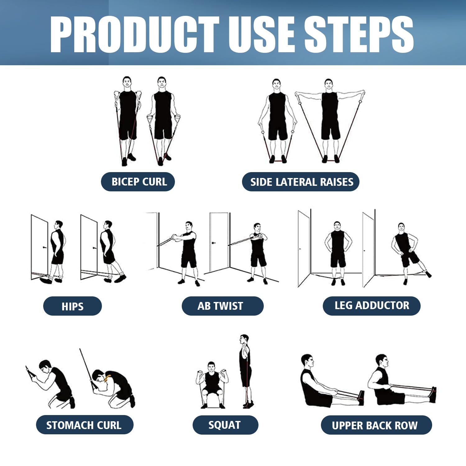 WHATAFIT Resistance Bands, Exercise Bands，Resistance Bands for Working Out, Work Out Bands with Handles for Men and Women Fitness, Strength Training Home Gym Equipment