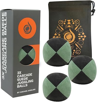 Cascade Juggling 3 x Pro 110g Suede Balls Green/Black Set of 3