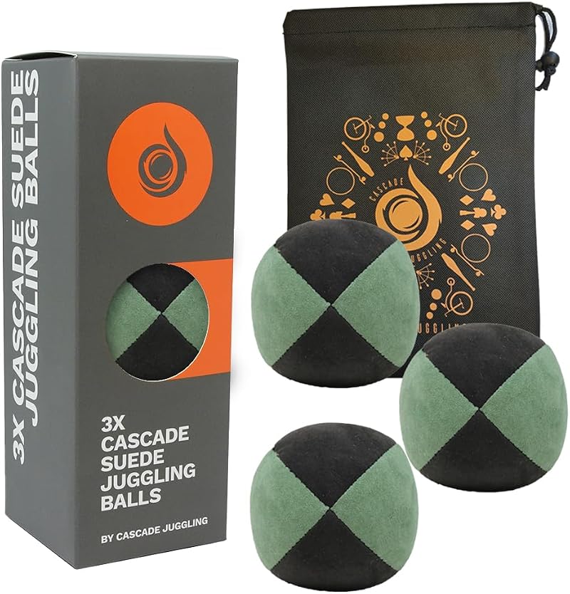Cascade Juggling 3 x Pro 110g Suede Balls Green/Black Set of 3