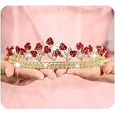 Yheahin Baroque Rose Crystal Tiara Bridal Wedding Rhinestone Flower Crown Headband Elegant Princess Headpiece Birthday Costume Party Hair Jewelry for Women