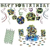 Cedar Crate Teenage Mutant Ninja Turtles Party Decoration Supplies Pack Including Hanging Swirls, Table Decorating Kit, Jumbo Banner, and Straws