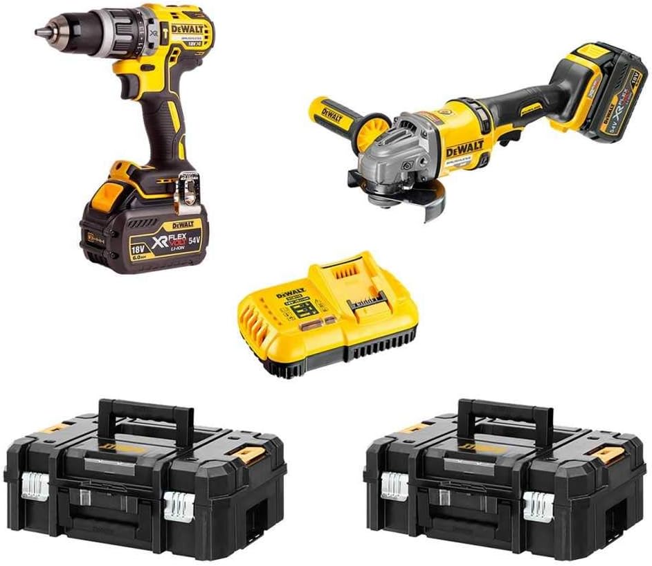 DEWALT Kit FVK256X2-QW FLEXVOLT 54V/18V(DCD796 + DCG414 + 2 batteries 54V/18V Li-Ion 9,0 Ah + DCB118 + 2 x TSTAK II) "Brushless"