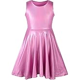 LUCKYGAL Girls Metallic Dresses Holographic Sparkly Shiny Party Dress Sleeveless Outfits