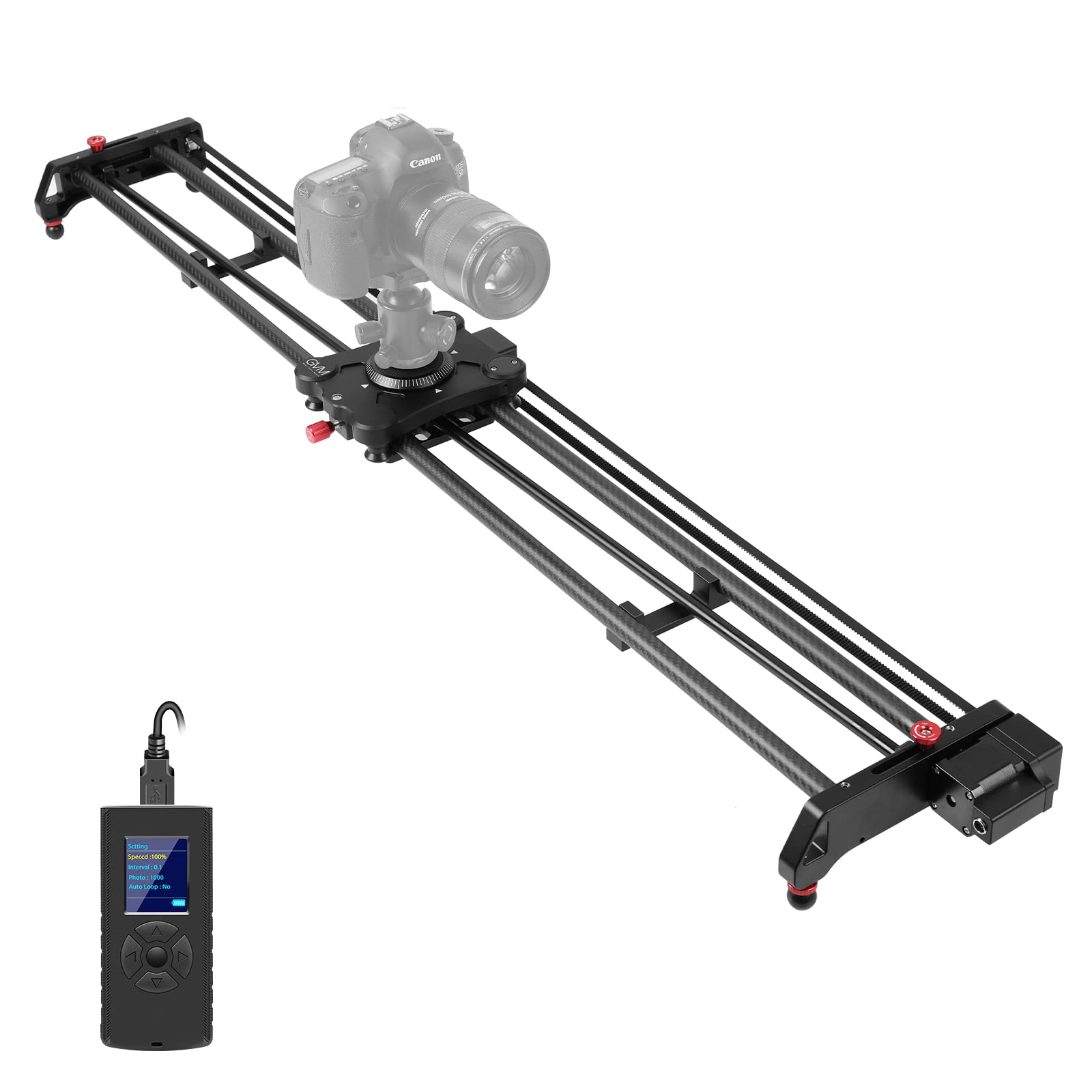 GVM Camera Slider Motorized, 120cm Carbon Fiber Video Slider Track Dolly, Photography Camera Stabilizer Rail with Time Lapse Tracking 120 Degree Panoramic Shooting for DSRL Photography Video Shoot