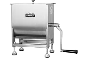 EASYROSE Commercial Manual Meat Mixer, 18-lb Stainless Steel Sausage & Burger Mixer with Lid, Heavy-Duty Hand Crank for Ground Meat & Seasoning