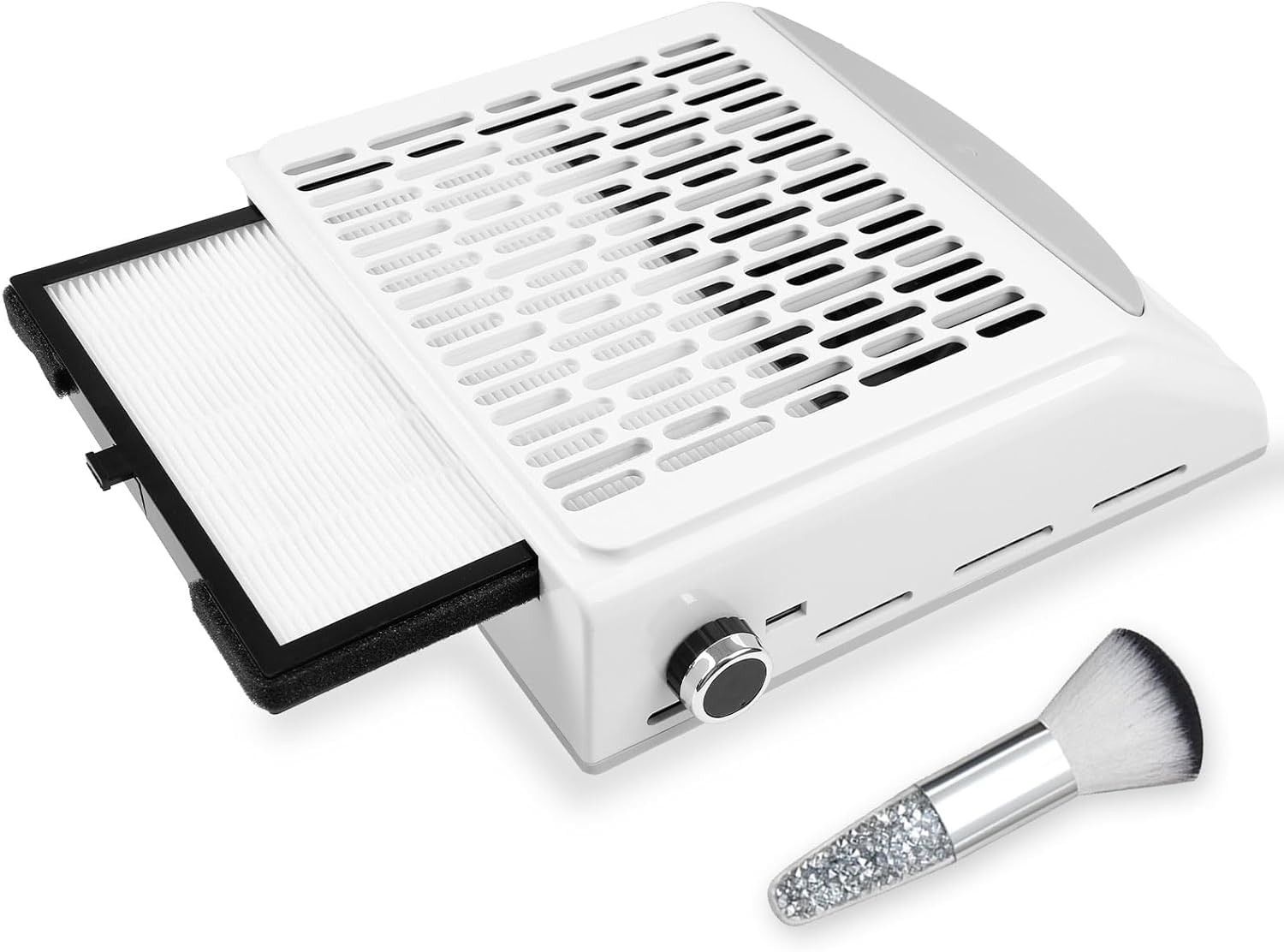 BQAN Nail Dust Collector with Dust Brush, 80W Suction Machine for Acrylic Nails Polishing, Vacuum Fan Manicure Tool