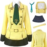ADSUJUD Yellow Dress Outfit Uniform Suir Skirt Full Set for Women