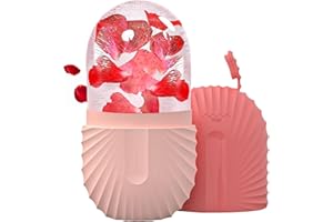 RoseFlower Silicone Ice Roller for Face and Eye, Ice Facial Roller Ice Holder for Face, Face Ice Mold Ice Holder for Face, Ice Face Roller Skin Care, Face Icers Reusable Ice Cube Roller, Pink