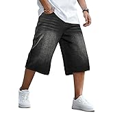 GINGTTO Mens Baggy Jean Shorts Loose Fit Long Denim Shorts Below Knee 15 Inch Inseam