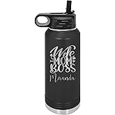 Personalized Mother’s Day 32 oz Water Bottle, Gift for Super Mom, Best Mom in the World, Meemaw Floral Cup, Thank You Mama Mug, Laser Engraved, Vacuum Insulated, Stainless Steel, with Lid and Straw