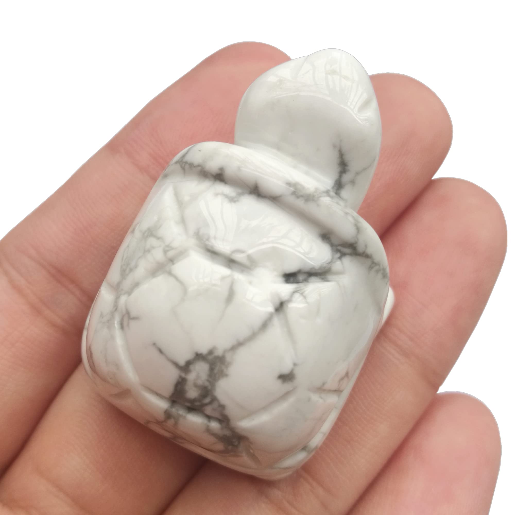 Manekieko Natural White Howlite Turquoise Tortoise Crystals and Healing Stones, 35mm Carved Animal Collectible Sculpture Fengshui Healing Crystal