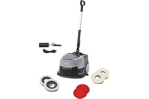 DAPPER SUPPLY Battery Powered Walk Behind Mini Automatic Floor Scrubber Machine – Compact & Portable, 15” Cleaning Width, 90-Minute Runtime, 170 RPM – Ideal for Small Commercial Spaces, Offices, Retail & More