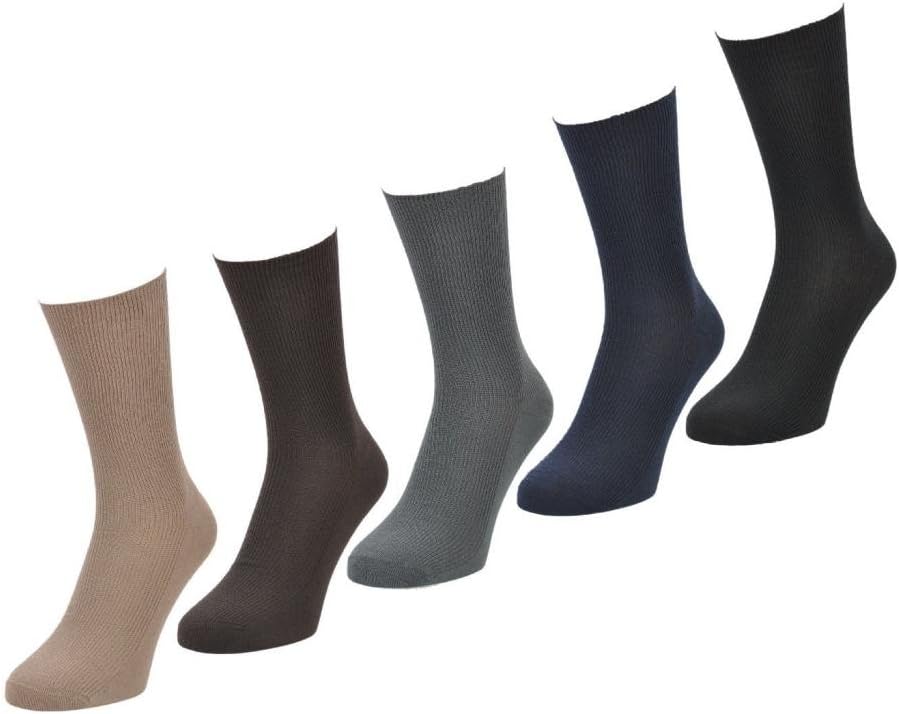 UK Socks Men's 6 Pair Pack Loose Wide No Non Elastic Short Mid Calf Socks '6-11 Light Colours