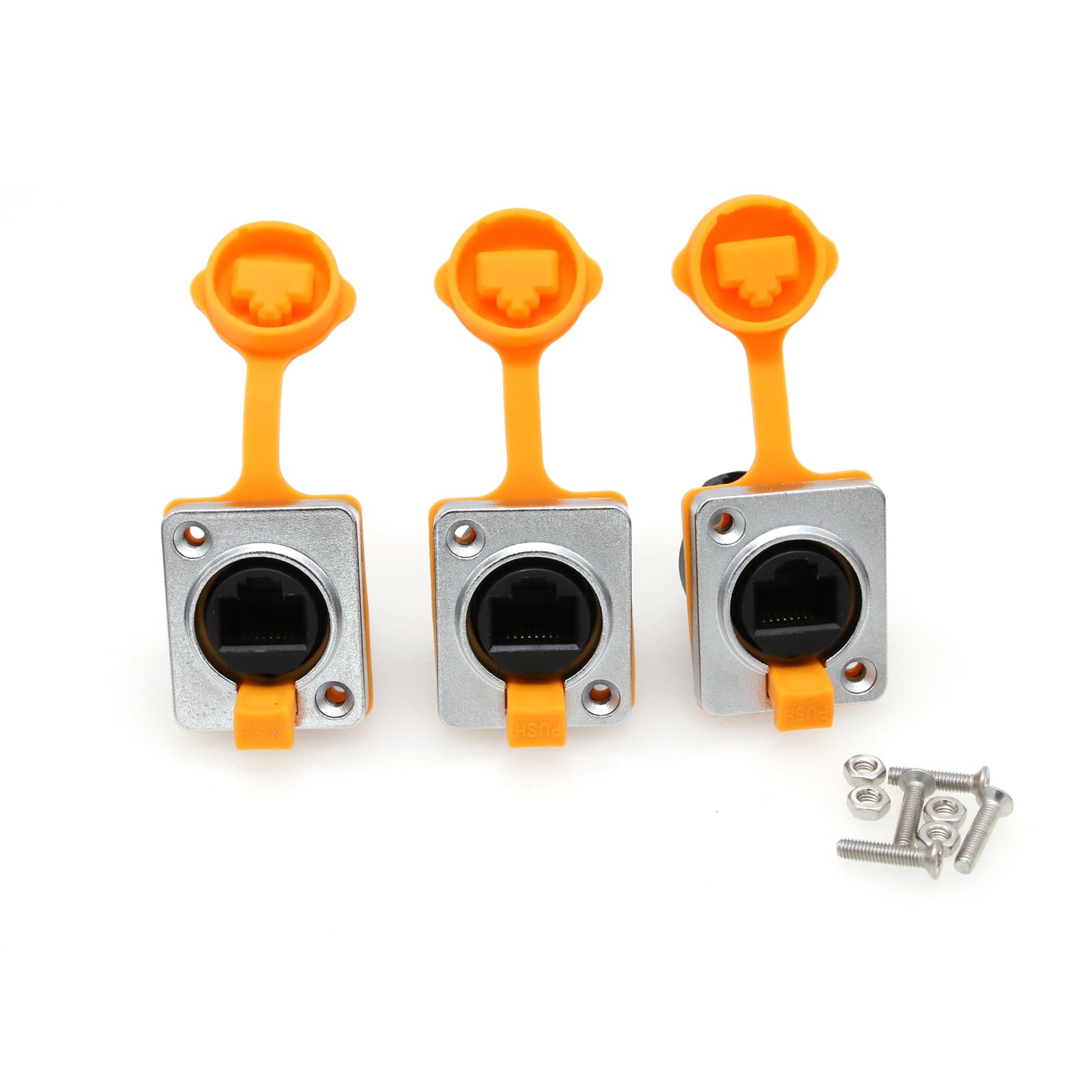 SZRMCC RJ45 Panel Mount Connector Cat5e RJ45 Ethernet Female LAN Module Bulkhead Panel Mount Coupler IP65 Waterproof Connector Socket with DustCap