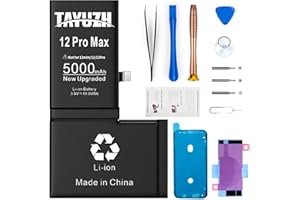 TAYUZH Battery Replacement for iPhone 12 Pro Max, 5000mAh High Capacity Battery Replacement for 12 Pro Max A2410 A2411 A2412 A2342 0 Cycle Spare Battery with Installation Tools and Instruction