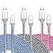 Eversame 3Pcs 10Ft 3M Nylon Braided USB 2.0 A Male to Micro B Sync Charger Cable with Aluminum Shell For Samsung Galaxy S6 Edge/Tab4, HTC One M8, LG G Stylo/G3(Blue Black Hot Pink)