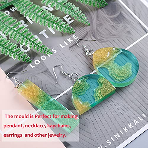Jatidne 2pcs Resin Necklace Moulds for Resin Casting Silicone Pendant Moulds with Necklace Cord and Pendant Clip for Jewellery Making DIY Resin Craft Starter Kit