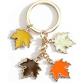 MUCOOS Maple Leaf Keychain Unique Maple Keycharm for Women Fall Inspired Plant Keyring Gifts