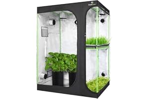 CoolGrows Upgraded 2-in-1 60"x48"x80" Mylar Hydroponic Grow Tent with Easy View Window and Floor Tray, 4'x5' Tent Kit for Indoor Plant Growing