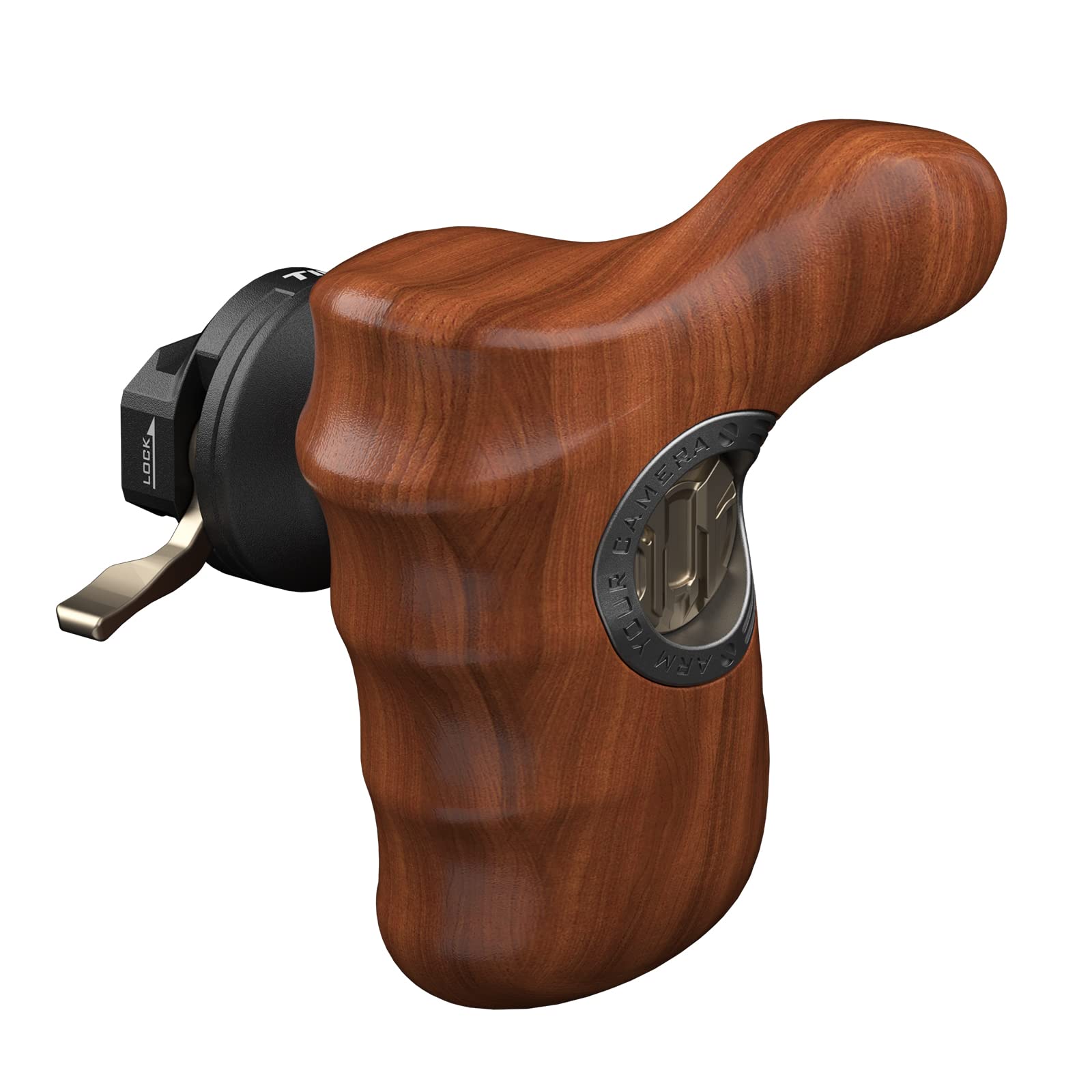 Tilta Advanced Left Side Wooden Handle Type IX with DJI Ronin 4D NATO Rail Attachment, Adjustable Camera Cage Side Grip Compatible with DSLR, Camcorder, Video Camera TA-AWH9-L-B