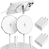 2025 Apple 2 Pack 15W Mag-Safe Charger 4FT Magnetic Wireless Charger with 20W Fast Charging Block Compatible with iPhone17/16/15/14/13/12 Series & AirPods 4/3/2/Pro/for iPhone Wireless Charger Stand