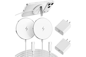 OUOTOO 2025 Apple 2 Pack 15W Mag-Safe Charger 4FT Magnetic Wireless Charger with 20W Fast Charging Block Compatible with iPhone17/16/15/14/13/12 Series & AirPods 4/3/2/Pro/for iPhone Wireless Charger Stand