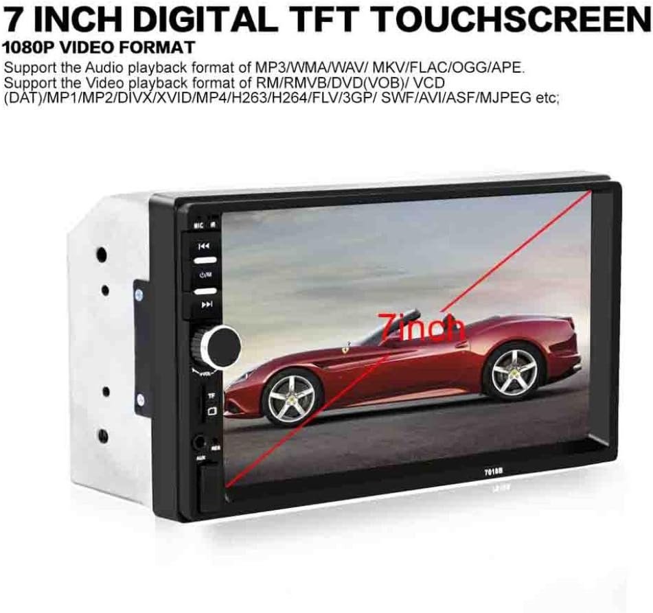 AMA(TM) 7'' 2Din Bluetooth Wireless Car Stereo Radio Touch Screen MP5 MP3 Player with FM Radio USB SD