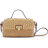 Straw Bag for Women, Square Beach Bag, Hand-Woven Bags, Crossbody Bags Suitable for Vacation Travel Daily(Khaki)