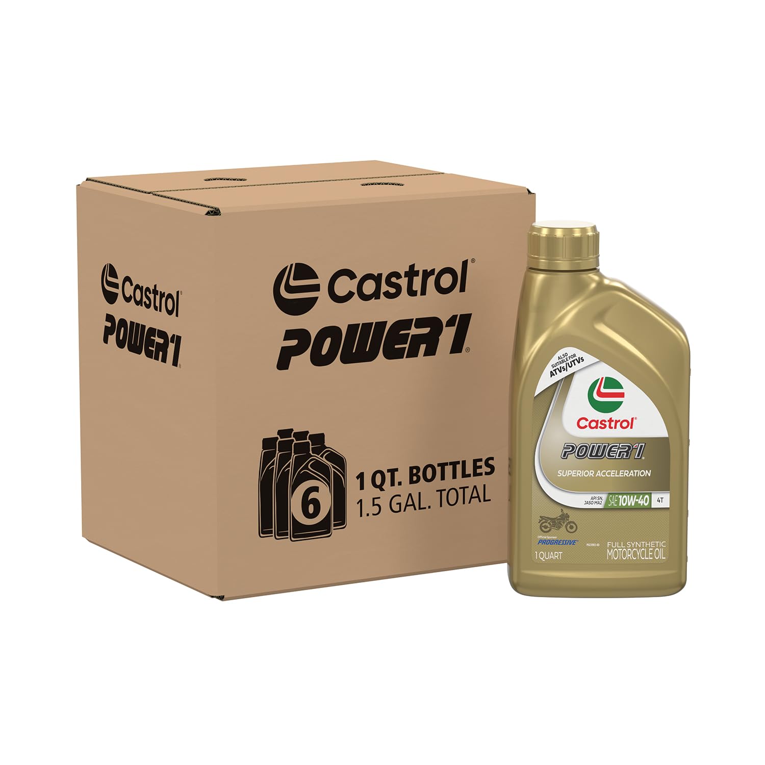 Photo 1 of Castrol Power1 4T 10W-40 Full Synthetic Motorcycle Oil, 1 Quart, Pack of 6