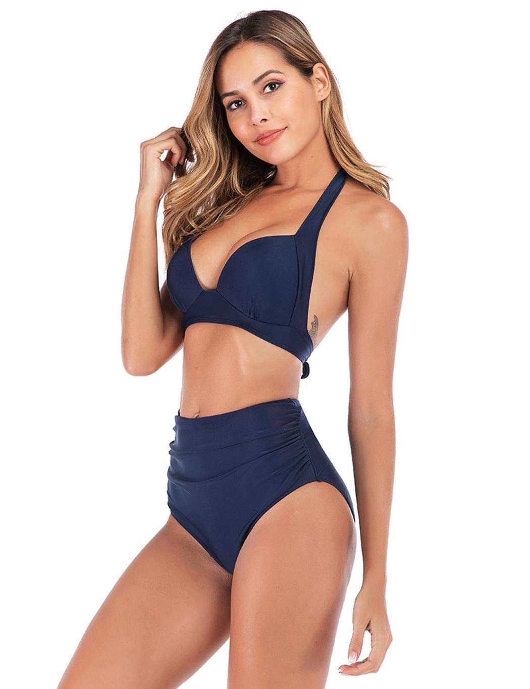 amiubo Bikinis de Verano para Mujer Conjunto Bikini de Dos Piezas Traje de baño de Cintura Alta Conjuntos