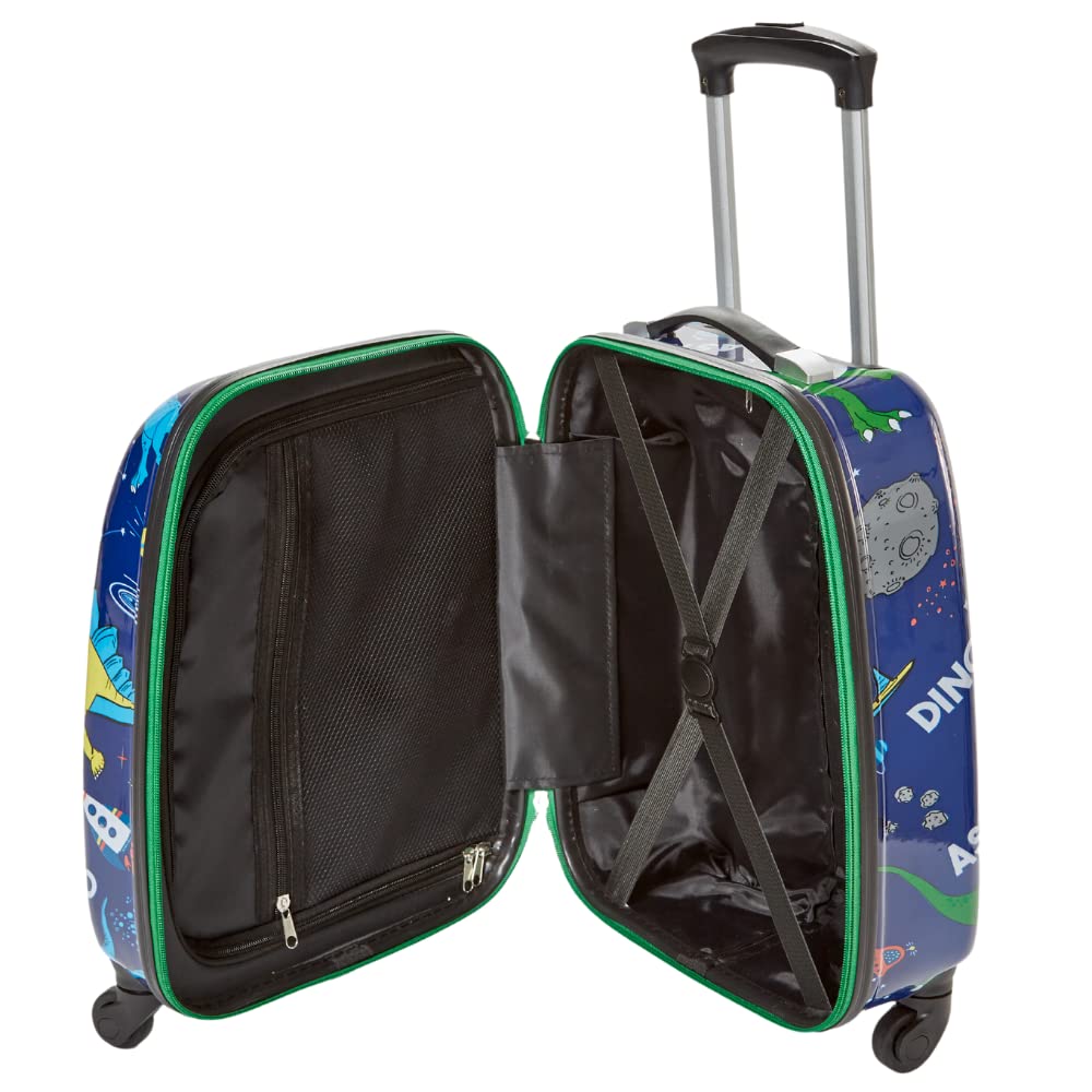 RALME 5 Pc. Boys’ Dinosaur Space Rolling Suitcase Set with Backpack, Neck Pillow, Water Bottle, and Luggage