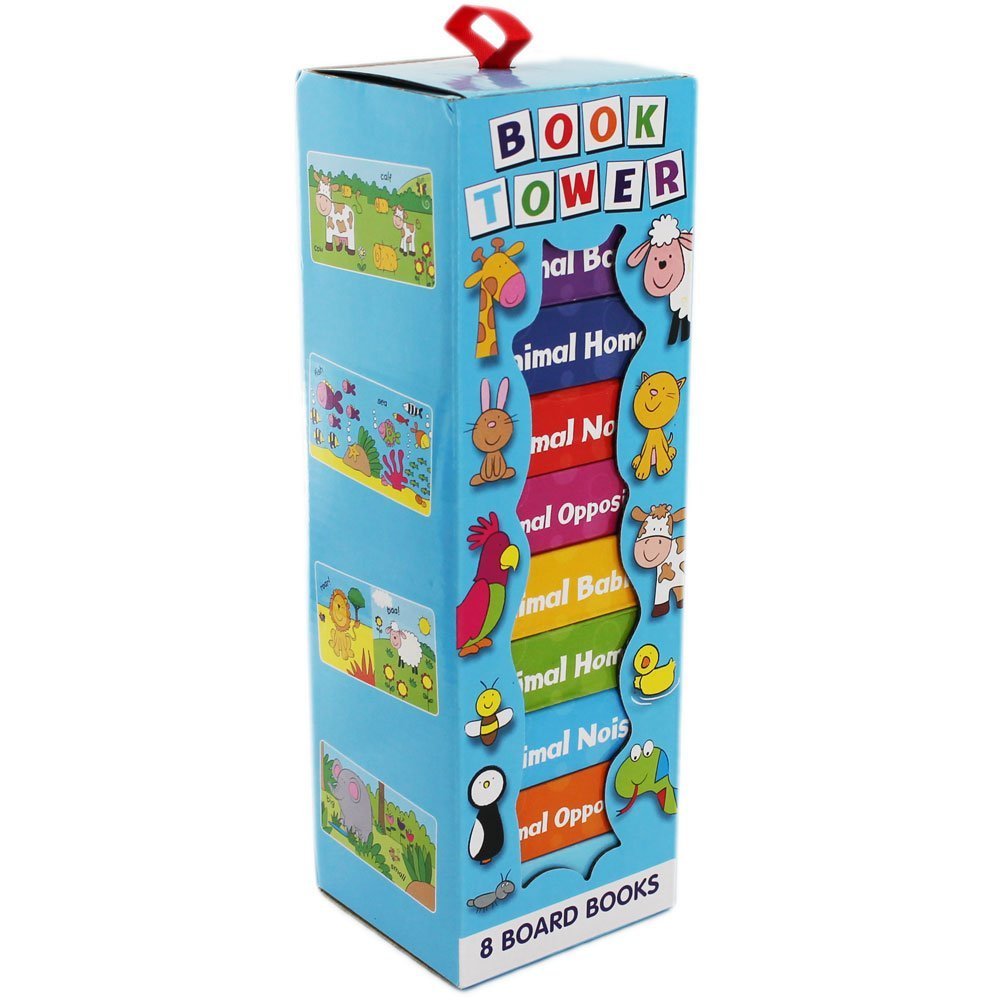 8 Animal Themed Board Books in a Book Tower