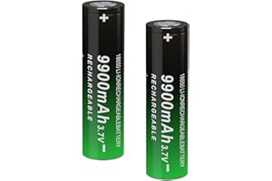 CBJJ 18650 Rechargeable Battery, 18650 Rechargeable Battery Lithium 3.7 Volt 9900mah 18650 Battery Flat Top Battery for Flashlights, Doorbells, etc, 2Pack, 0722