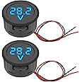 Linkstyle 2PCS Digital Voltage Gauge, DC 4V–100V LED Battery Meter with Round Display & Two-Wire Connection for 12V/24V Car M