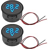 Linkstyle 2PCS Digital Voltage Gauge, DC 4V–100V LED Battery Meter with Round Display & Two-Wire Connection for 12V/24V Car M