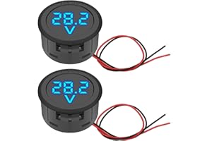Linkstyle 2PCS Digital Voltage Gauge, DC 4V–100V LED Battery Meter with Round Display & Two-Wire Connection for 12V/24V Car M