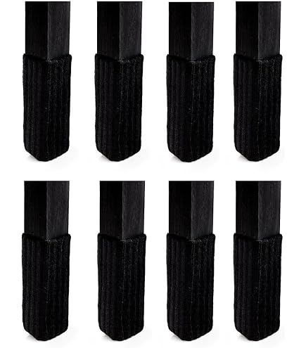 16 Fundas Protectoras Para Patas De Silla - De Punto De Lana, Color Negro, Evita Arañazos Y Ruidos En El Suelo