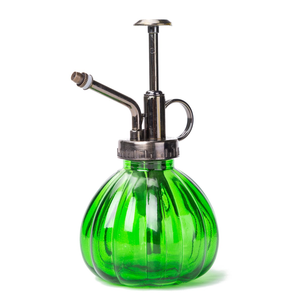 THY COLLECTIBLES Flower Water Spray Bottle Can Pot Plant Mister | Vintage Pumpkin Style Decorative Glass Plant Atomizer Watering Can Pot with Pump for Terrariums Flowers Potted Plants (Green)