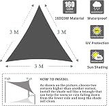 HEYOMART 3x3x3m Triangle Sun Shade Sail UV40+ Waterproof Blue view 2