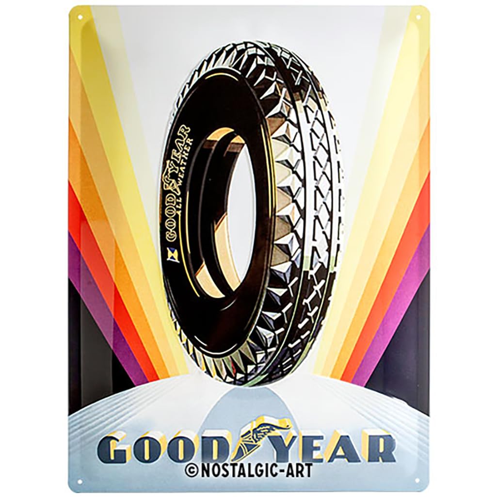 Nostalgic-Art Retro Tin Sign – Goodyear – Super Cushion – Gift idea for car and motor fans, Metal Plaque, Vintage design for decoration, 30 x 40 cm